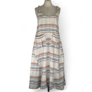 Free People Harper Striped Linen Dress sz XS Natural Combo